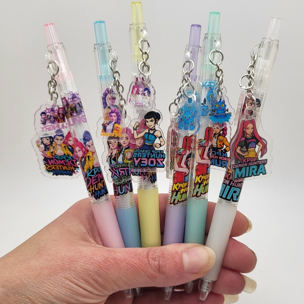 K-POP DEMON HUNTERS 6-Pack Charm Gel Pens NEW